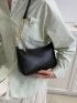 Small Hobo Bag Embossed Detail Solid Black