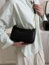 Small Hobo Bag Embossed Detail Solid Black