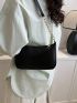 Small Hobo Bag Embossed Detail Solid Black