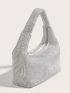 Rhinestone Decor Hobo Bag Glamorous Top Handle, Perfect Bride Purse For Wedding, Prom & Party Events