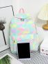 Medium Classic Backpack Colorblock Letter & Heart Graphic Preppy