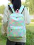 Medium Classic Backpack Colorblock Letter & Heart Graphic Preppy