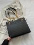 Small Square Bag Crocodile Embossed Eyelet Detail Chain Strap