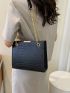 Small Square Bag Crocodile Embossed Eyelet Detail Chain Strap