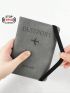 Letter & Plane Embossed Passport Case Bifold PU Multi-Function