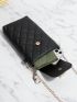 Flap Phone Wallet Quilted Pattern Pearl Decor