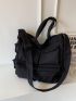 Large Shopper Bag Multi-Pocket Minimalist Black