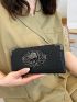 Women's Stylish Long Coin Purse, Metal Skull Decor Clutch Purse, Vintage Wallet