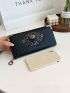 Women's Stylish Long Coin Purse, Metal Skull Decor Clutch Purse, Vintage Wallet