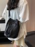 Small Bucket Bag Solid Color Drawstring Design