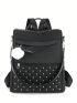 Medium Classic Backpack Studded & Pom Pom Decor