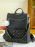 Medium Classic Backpack Studded & Pom Pom Decor