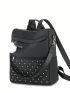 Medium Classic Backpack Studded & Pom Pom Decor