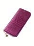 Fashion Pu Women Long Wallet Crocodile Embossed With Zipper