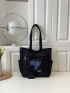 Flower Print Tote Bag Double Handle Casual Style