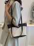 Small Straw Bag Colorblock Double Handle Vacation Style