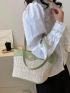 Small Straw Bag Colorblock Double Handle Vacation Style