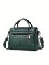 Crocodile Embossed Square Bag Small Green Double Handle