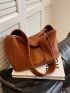 Minimalist Hobo Bag Medium Zipper Brown Elegant