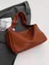 Minimalist Hobo Bag Medium Zipper Brown Elegant