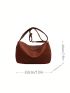 Minimalist Hobo Bag Medium Zipper Brown Elegant