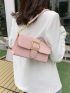 Minimalist Square Bag Buckle Decor Flap Elegant