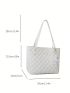 Letter Patch Decor Square Bag Double Handle With Bag Charm