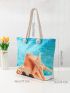 Sea Creature Graphic Shoulder Tote Bag Oversized