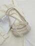 Mini Faux Pearl & Bow Decor Square Bag Flap