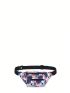 Flower Graphic Fanny Pack Medium Zipper Polyamide