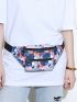 Flower Graphic Fanny Pack Medium Zipper Polyamide