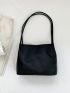 Bow Decor Square Bag Double Handle Black Medium