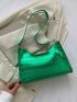 Crocodile Embossed Baguette Bag Zipper Metallic Funky