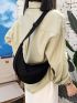 Minimalist Hobo Bag Medium Zipper Black Unisex