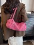 Minimalist Crossbody Bag Large Capacity Zipper Pink