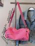 Minimalist Crossbody Bag Large Capacity Zipper Pink