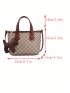 Geometric Pattern Square Bag Double Handle With Bag Charm