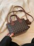 Geometric Pattern Square Bag Double Handle With Bag Charm