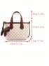 Geometric Pattern Square Bag Double Handle With Bag Charm