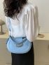 Minimalist Hobo Bag Small Flap Blue Pu