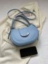 Minimalist Hobo Bag Small Flap Blue Pu