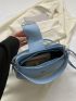 Minimalist Hobo Bag Small Flap Blue Pu