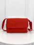 Minimalist Messenger Bag Medium Flap Red Adjustable Strap