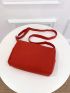 Minimalist Messenger Bag Medium Flap Red Adjustable Strap