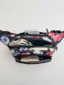 Flower Graphic Fanny Pack Medium Zipper Nylon