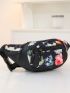 Flower Graphic Fanny Pack Medium Zipper Nylon