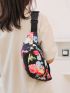 Medium Fanny Pack Flower Pattern Adjustable Strap For Daily