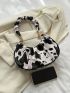 Medium Hobo Bag Cow Print Fashionable For Daily