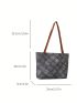 Plaid Pattern Shoulder Tote Bag Black Fashionable For Daily