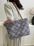 Plaid Pattern Shoulder Tote Bag Black Fashionable For Daily